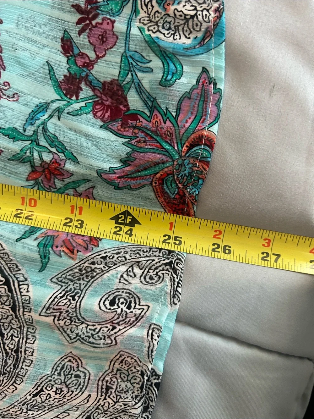 Daniel Rainn 1X Aqua & Pink Floral Paisley Peasant Blouse - Picture 13 of 15